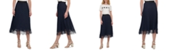 DKNY Pleated Lace-Trim Skirt